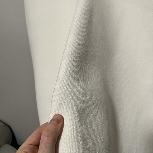 Scanlan Theodore Cream Crepe Knit Sleeveless A-Line High Neck Dress Size Small - Picture 4 of 11